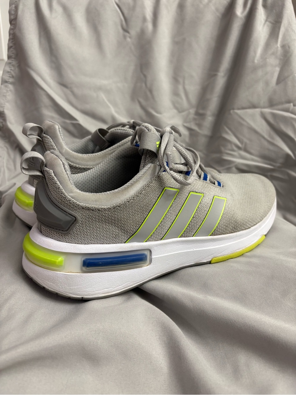 adidas Gray Sneakers with Neon Yellow and Blue Accents